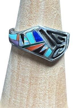 Sterling Silver Inlay Multi-Color Women’s Ring